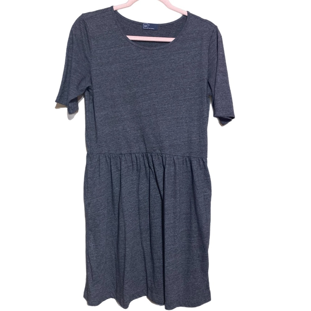 GAP Medium Gray Short Sleeve Tshirt Material Dress w POCKETS! Great Cond! 11125